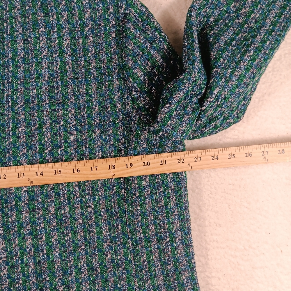 J. Crew Tweed Lady Jacket Womens 16 Green Textured Gold Creat Buttons Career - Picture 11 of 13